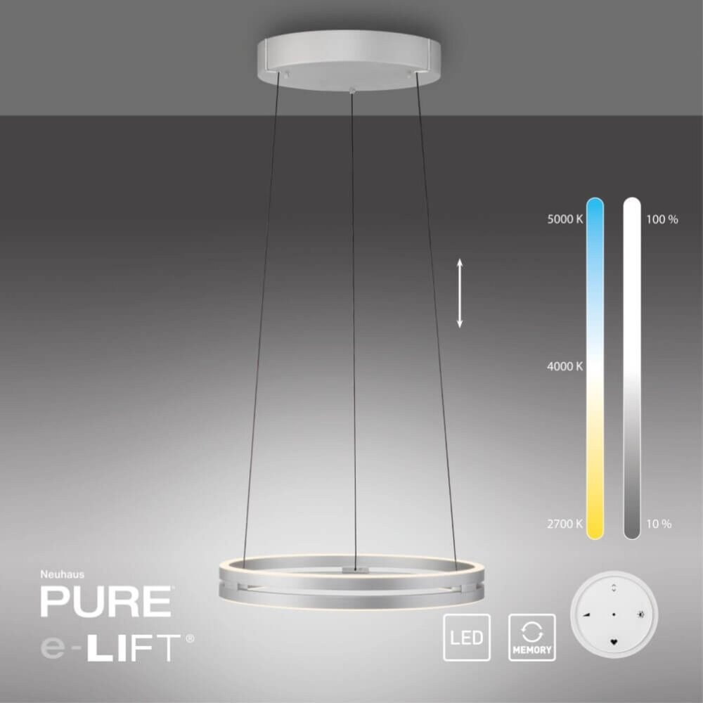 Neuhaus PURE Hängelampe E-Loop e-Lift Ø 50 cm matt verchromt Neuhaus PURE Hängelampe E-Loop e-Lift Ø 50 cm matt verchromt
