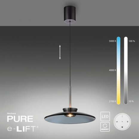 Neuhaus PURE Hängelampe E-Moon e-Lift Ø 50 cm dunkelgrau Neuhaus PURE Hängelampe E-Moon e-Lift Ø 50 cm dunkelgrau