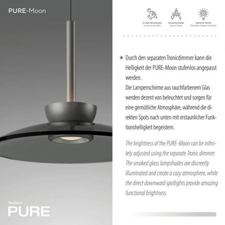 Neuhaus PURE Hängelampe Moon 3-flammig L 140 cm Komfortlift dunkelgrau Neuhaus PURE Hängelampe Moon 3-flammig L 140 cm Komfortlift dunkelgrau