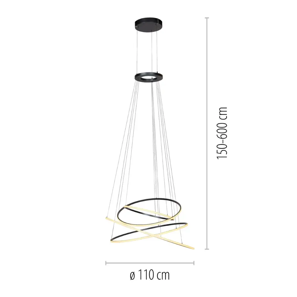 Neuhaus PURE Hängelampe E-Flying Rings Ø 110 cm, dunkelgrau
