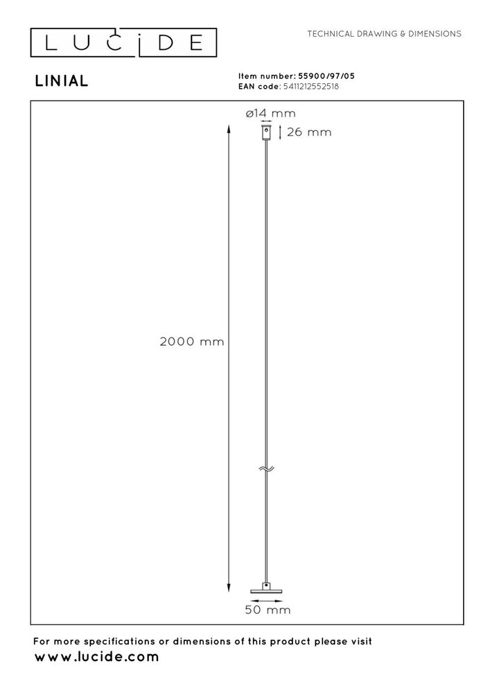 Lucide Premium LINIAL Aufhängekabel – 1-phasiges Schienensystem / Schienenbeleuchtung – Champagner