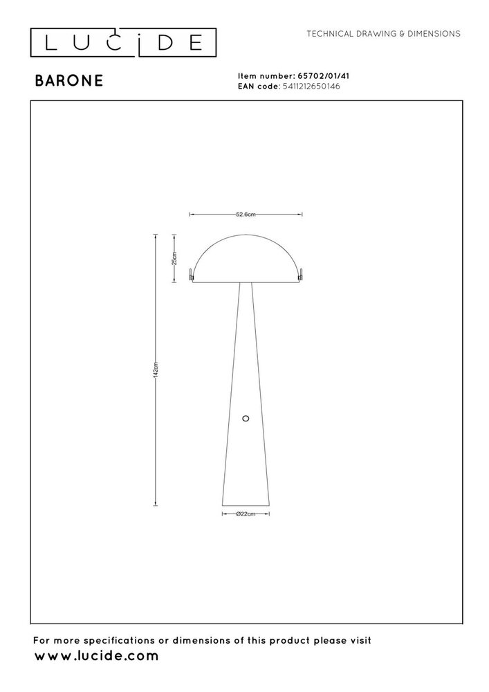 Lucide BARONE – Stehleuchte – Ø 52,6 cm – 1xE27 – Taupe | Vibes