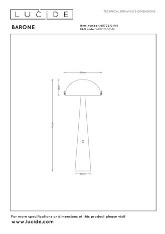 Lucide BARONE – Stehleuchte – Ø 52,6 cm – 1xE27 – Taupe | Vibes