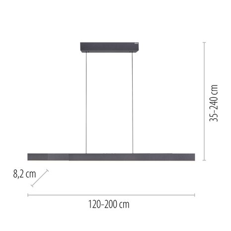 Neuhaus PURE Hängelampe e-Lift + e-Slide L 120-200 cm schwarz
