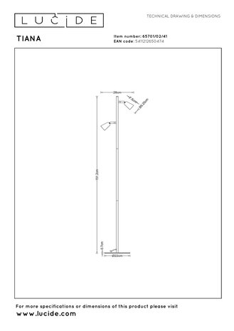 Lucide TIANA – Stehleuchte – 2xGU10 – Taupe | Essential