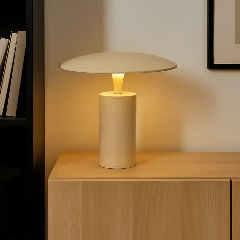 Expo Trading Tischlampe Jess Ø 25 cm cremefarben