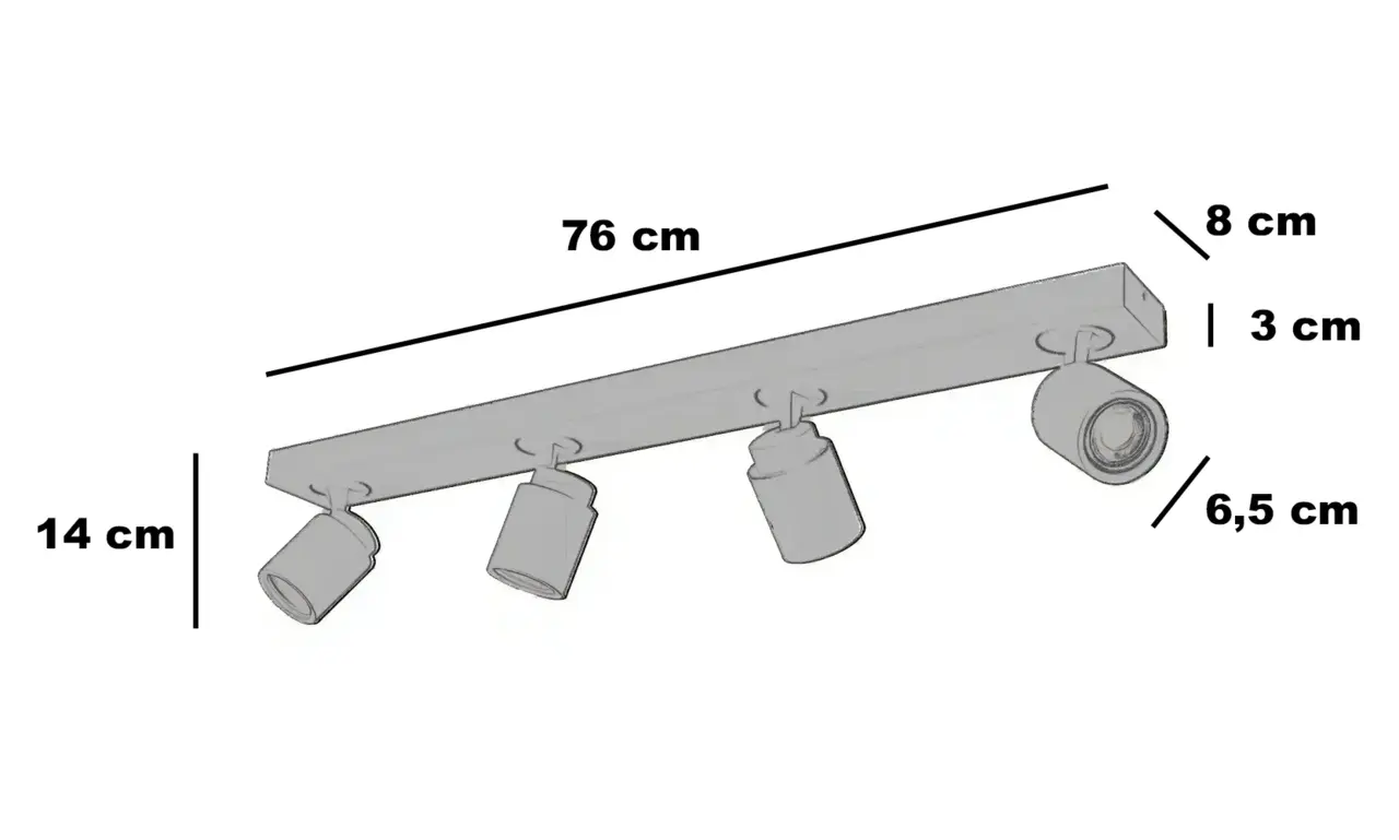 Freelight Spot Razza 4-Licht L 76 cm GU10 schwarz Freelight Spot Razza 4-Licht L 76 cm GU10 schwarz