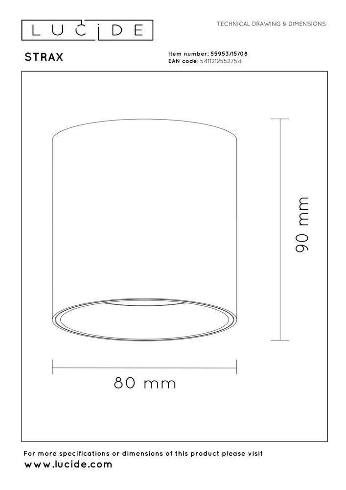 Lucide STRAX – Deckenstrahler – Ø 8 cm – LED dimmbar – CCT – 1x15W 2700K/4000K – Mattschwarzes Chrom | Premium
