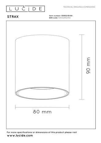 Lucide STRAX – Deckenstrahler – Ø 8 cm – LED dimmbar – CCT – 1x15W 2700K/4000K – Mattschwarzes Chrom | Premium
