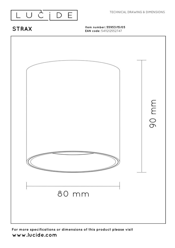 Lucide STRAX – Deckenstrahler – Ø 8 cm – LED dimmbar – CCT – 1x15W 2700K/4000K – Farbe: Champagner | Premium