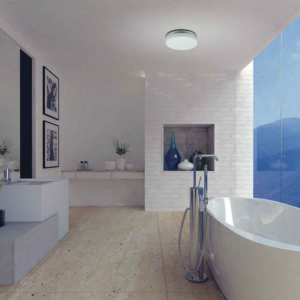 Steinhauer Deckenleuchte Decke und Wand IP44 LED 1363st Stahl