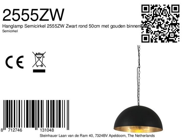 Steinhauer Hängeleuchte Halbkreis 2555zw schwarz