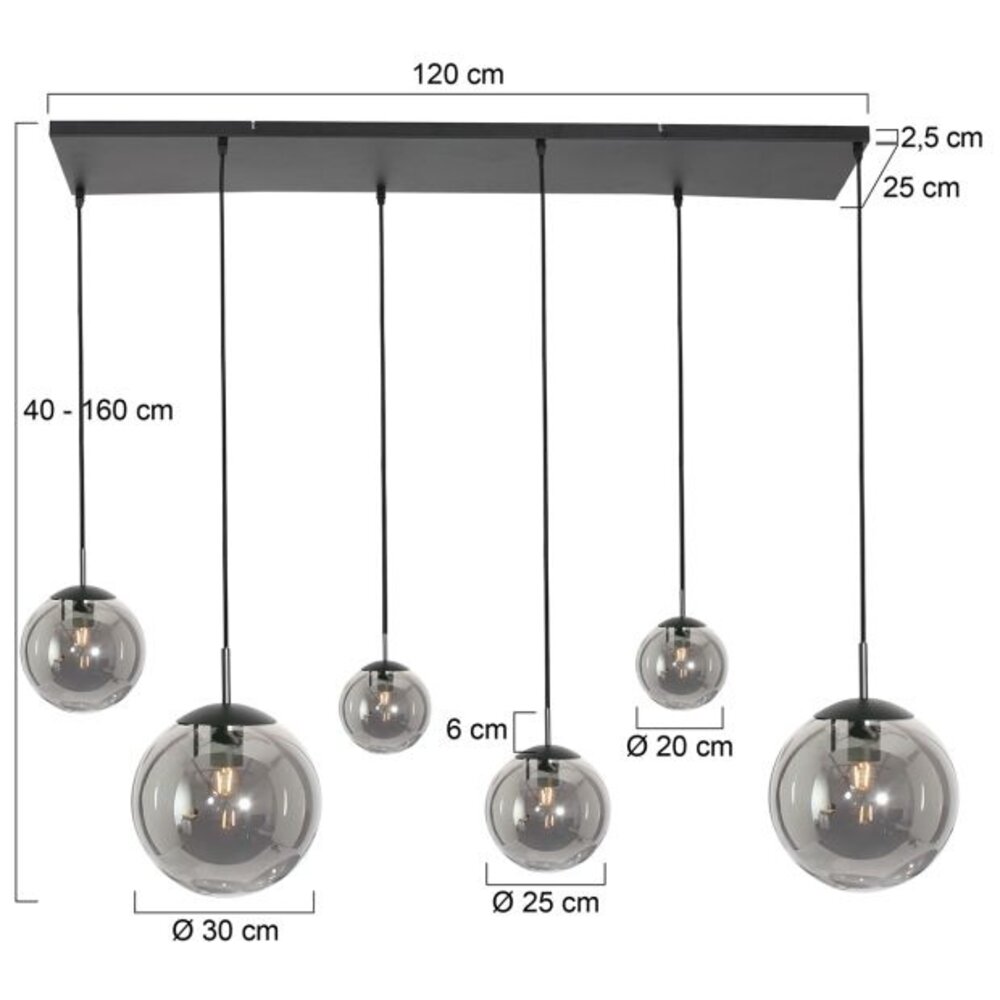 Steinhauer Hängeleuchte bollique L 120 cm B 25 cm 6 Lichter 3499 schwarz