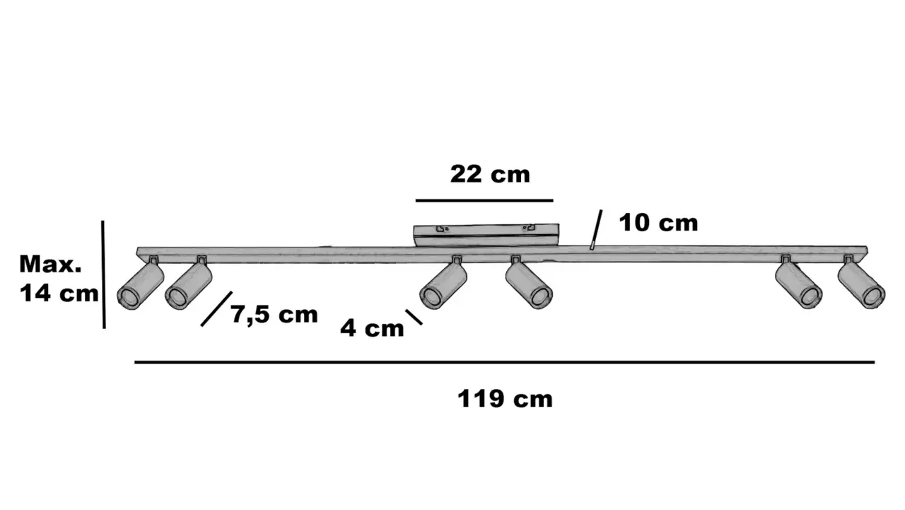 Freelight Spot Scolo 6-flammig L 119 cm Bronze Gold
