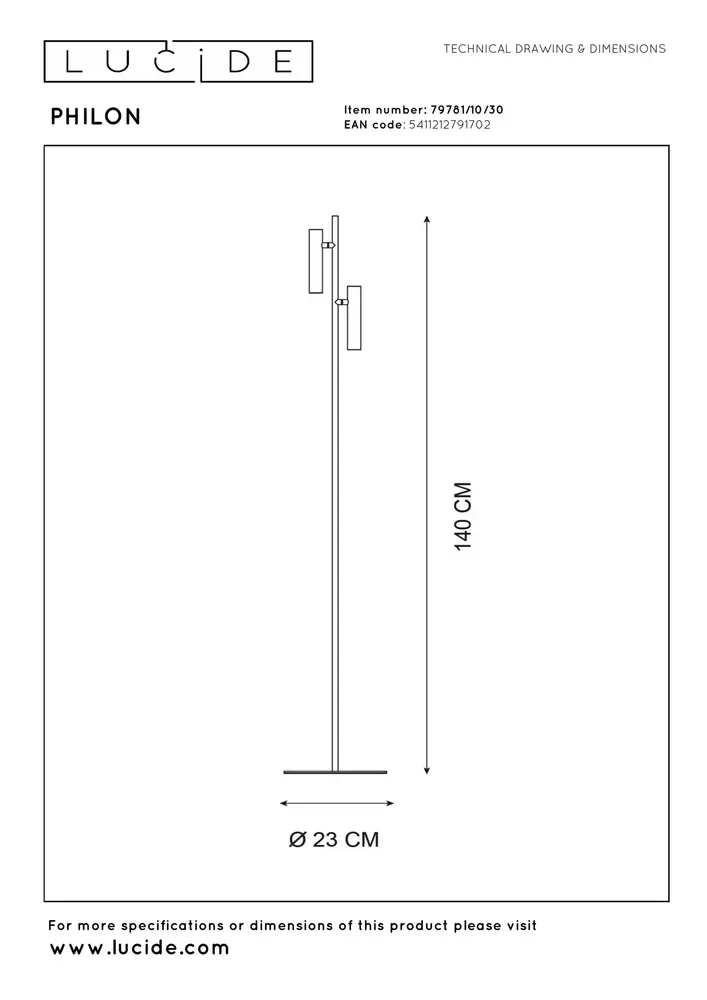 Lucide PHILON - Leseleuchte - Ø 23 cm - LED Dimb. - 2x4,5W 3000K - Schwarz
