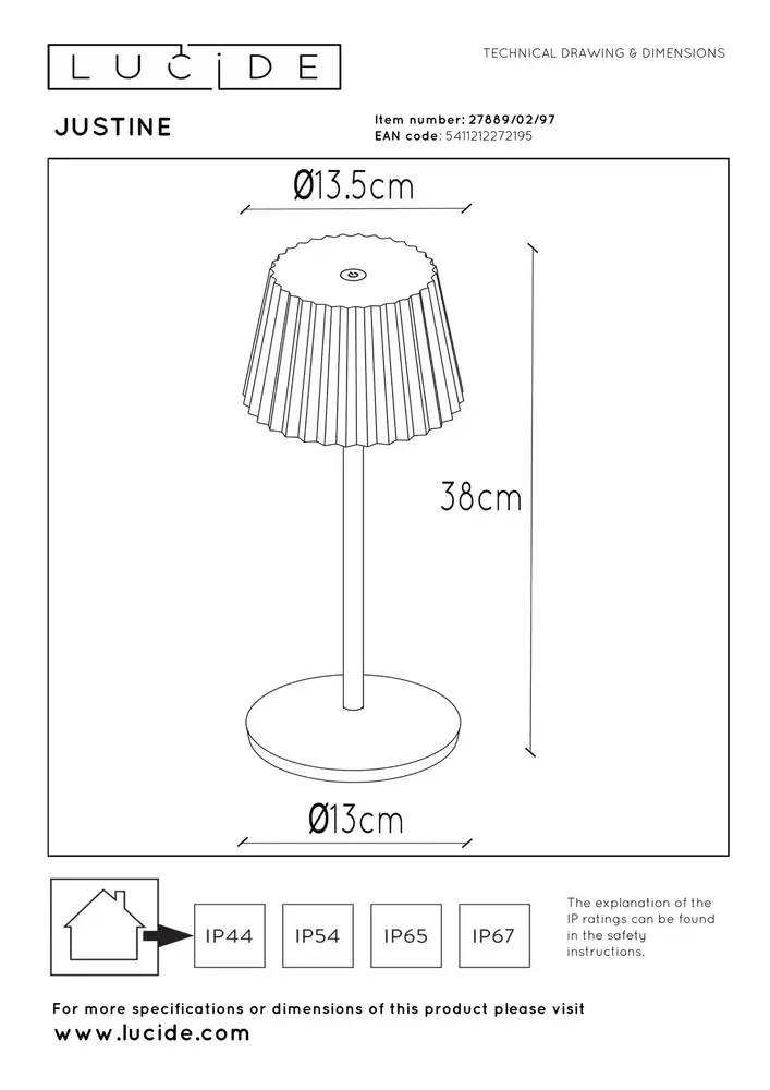 Lucide JUSTINE - Wiederaufladbare Tischleuchte Innen/Außen - Batterie/Batterie - LED Dimb. - 1x2W 2700K - IP54 - Mit kabelloser Ladestation - Rostbraun