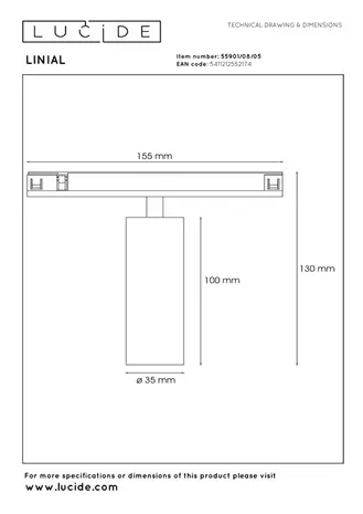 Lucide LINIAL BIX Railspot - 1-phasiges Schienensystem/ Schienenbeleuchtung - 1xLED - Champagner