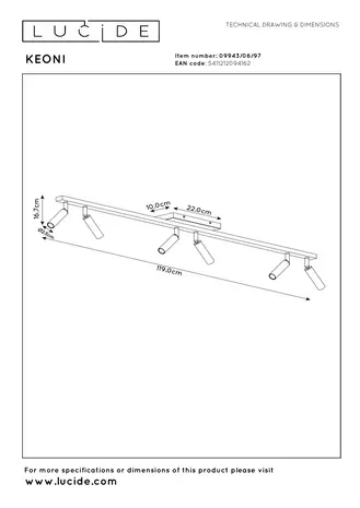 Lucide KEONI - Deckenstrahler - 6xGU10 (MR11) - Kaffee