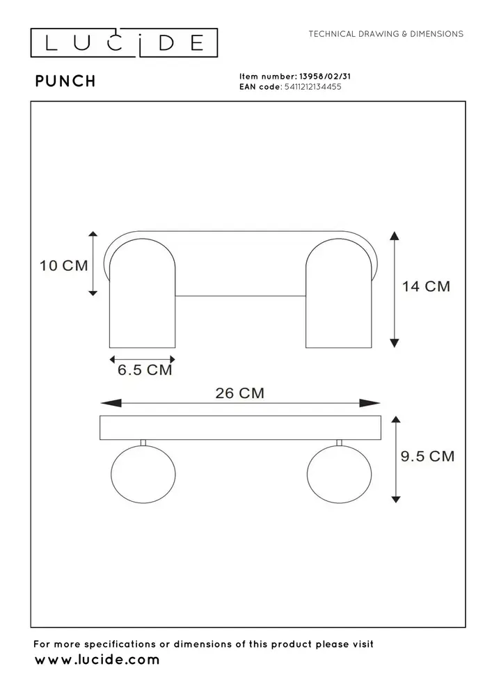Lucide PUNCH - Deckenstrahler - 2xGU10 - Weiß