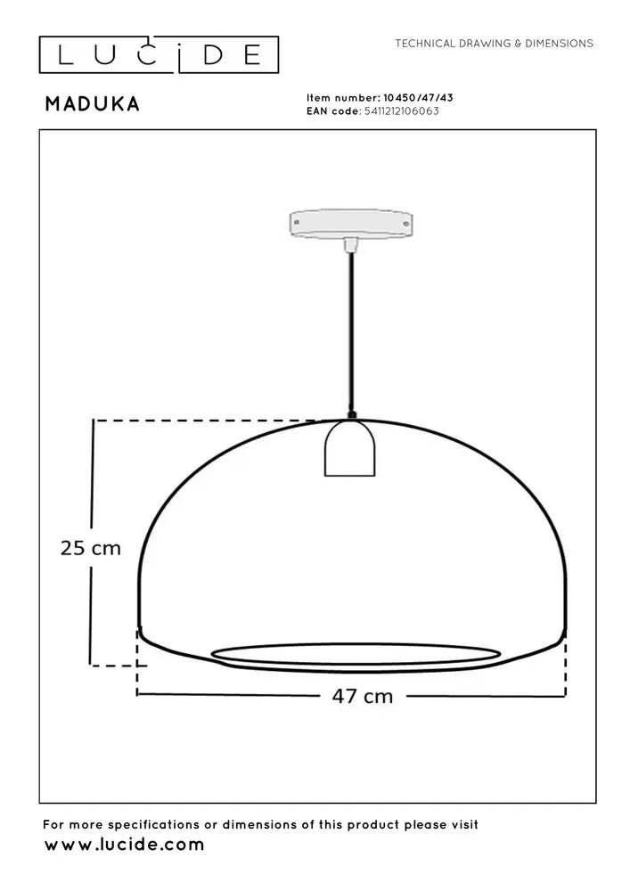Lucide Premium MADUKA - Hängeleuchte - 1xE27 - Braun