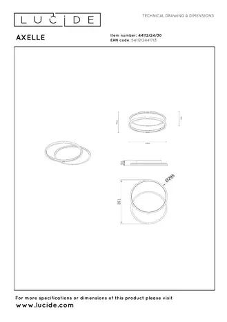 Lucide AXELLE - Deckenleuchte - Ø 29,5 cm - LED 3 StepDim - 1x24W 2700K - Schwarz