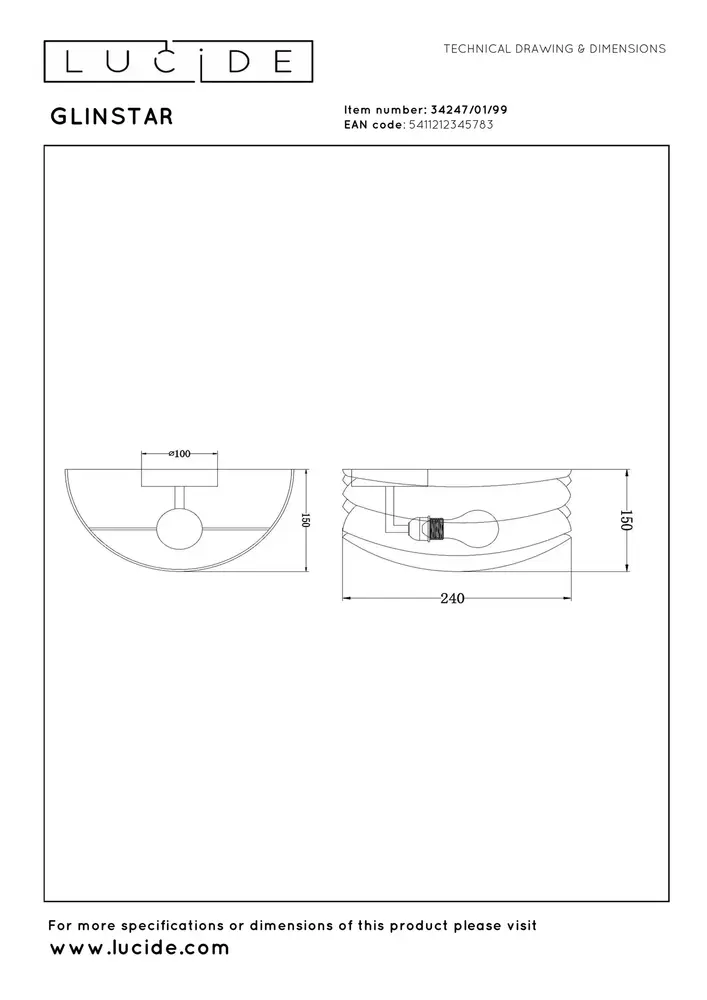 Lucide GLINSTAR - Wandleuchte - 1xE27 - Mehrfarbig