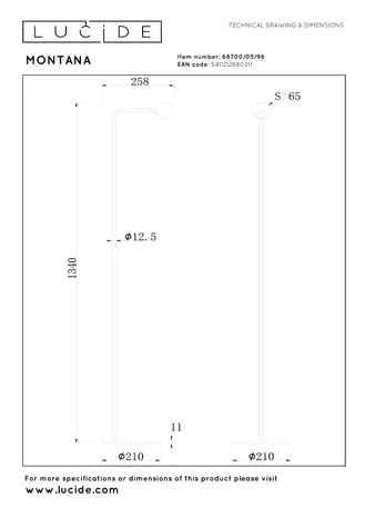 Lucide Premium MONTANA - Stehleuchte - LED Dimb. - 1x5W 2700K - Kaffee