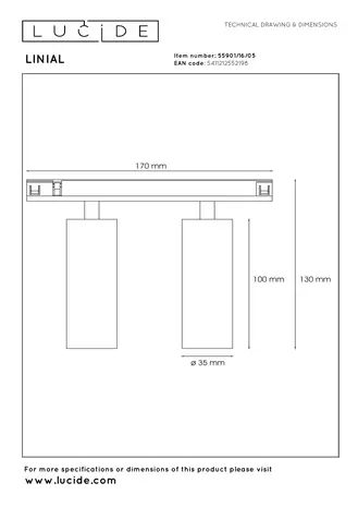 Lucide LINIAL BIXX Stromschienenstrahler - 1-Phasen Stromschienensystem/ Stromschienenbeleuchtung - 2xLED - Champagner