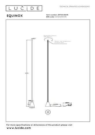 Lucide EQUINOX - Stehleuchte - LED 3 StepDim - CCT - Manueller Bewegungssensor - Grauguss