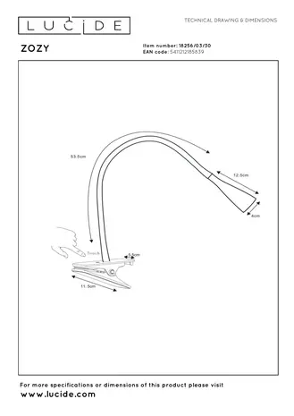 Lucide ZOZY - Klemmleuchte - LED 3 StepDim - 1x4W 3000K - Schwarz