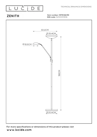Lucide ZENITH - Leseleuchte - LED Dimb. - 3000K - Mattes Gold / Messing