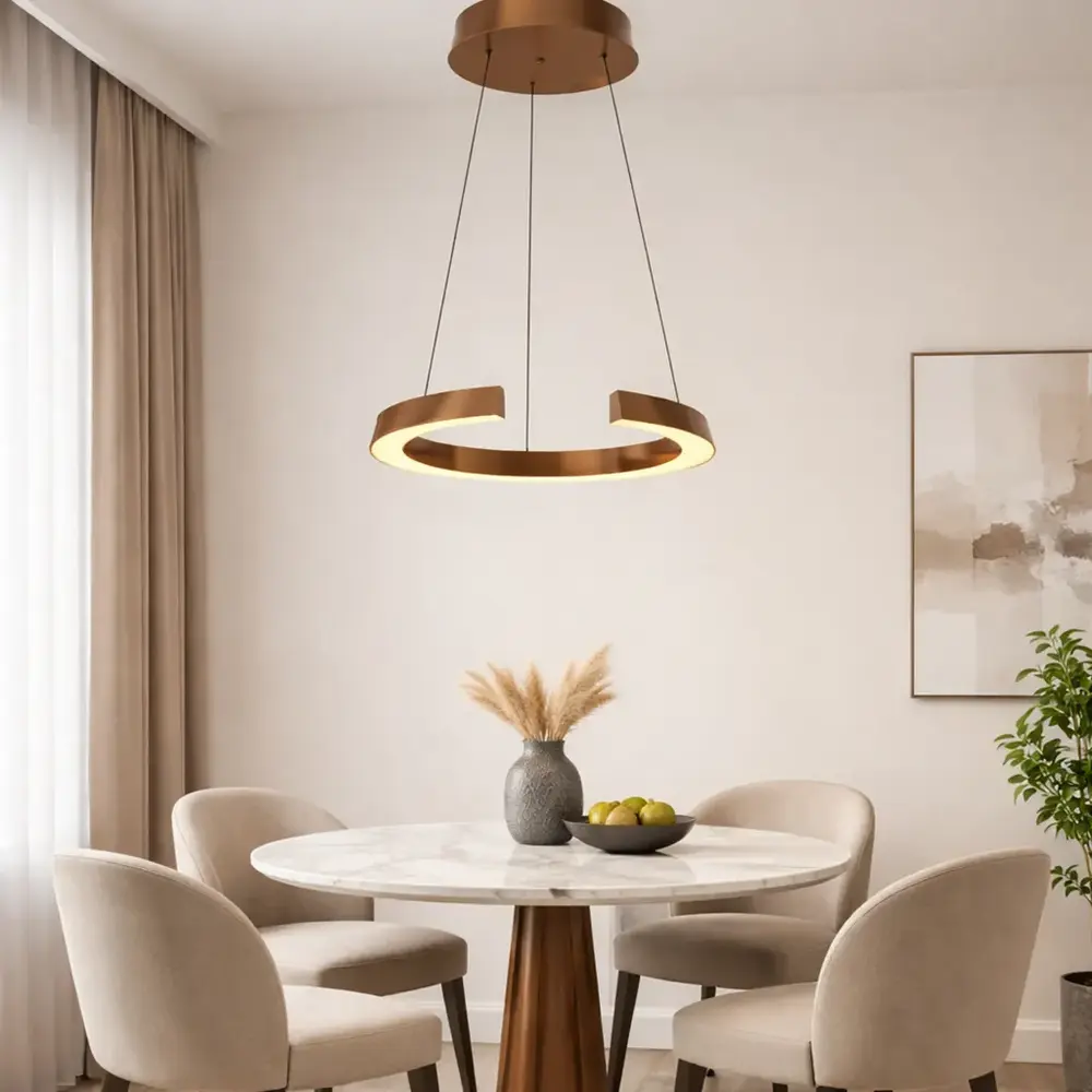 Freelight Hängelampe Cavallo Ø 50 cm Comfortlift Bronze Gold