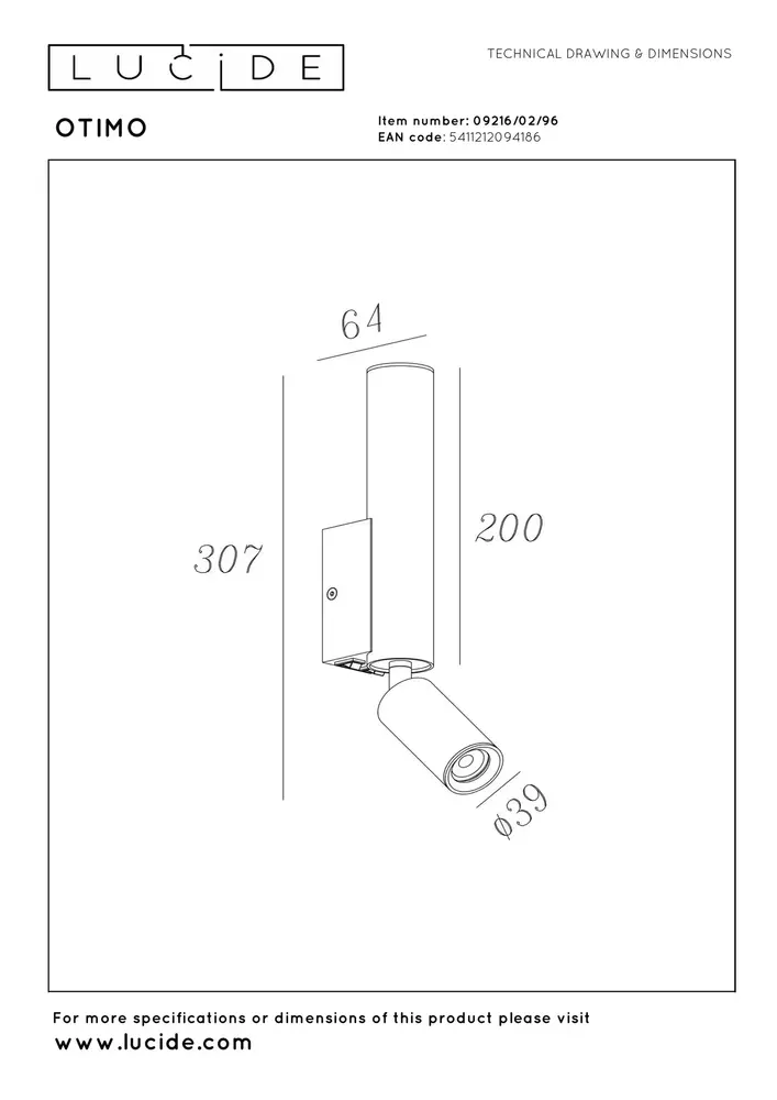 Lucide OTIMO - Wandspot / Wandleuchte - 2xGU10 - Kaffee
