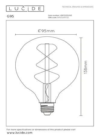 Lucide G95 - Glühlampe - Ø 9,5 cm - LED Dimb. - E27 - 1x4,9W 2700K - Transparent
