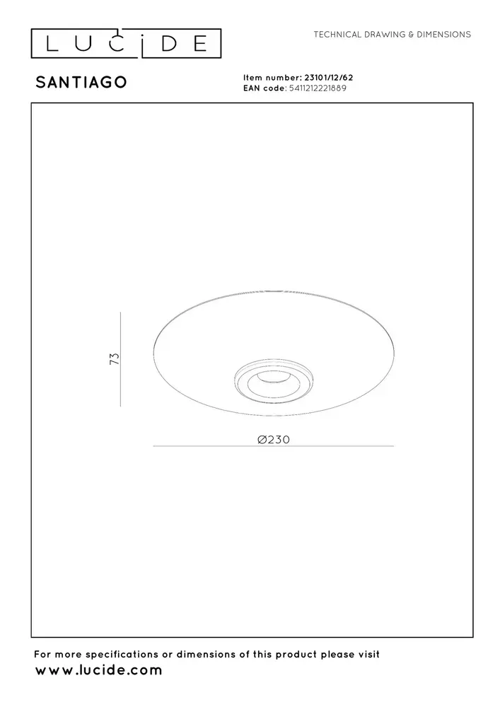 Lucide Premium SANTIAGO - Deckenleuchte - Ø 23 cm - LED Dimb. - CCT - 1x7W 2700K/4000K - Bernstein Lucide Premium SANTIAGO - Deckenleuchte - Ø 23 cm - LED Dimb. - CCT - 1x7W 2700K/4000K - Bernstein