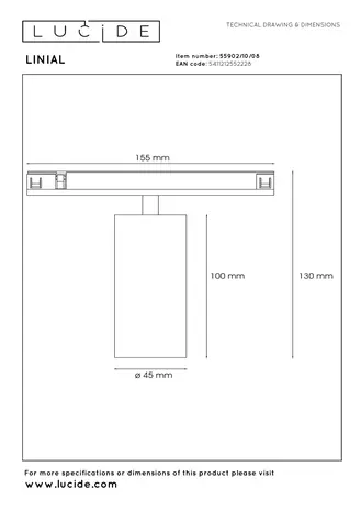 Lucide LINIAL MOX Trackspot - 1-Phasen-Schienensystem/ Stromschienenbeleuchtung - 1xLED - Mattschwarz Chrom