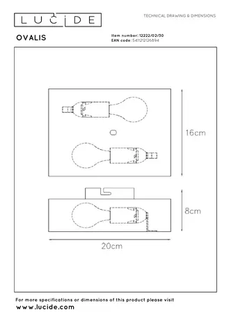 Lucide OVALIS - Wandleuchte - 2xE14 - Schwarz