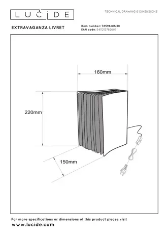 Lucide EXTRAVAGANZA LIVRET - Tischleuchte - 1xE14 - Schwarz