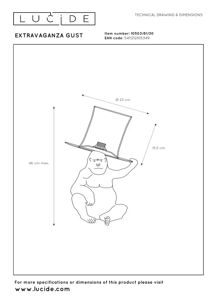 Lucide EXTRAVAGANZA GUST - Tischleuchte - Ø 22 cm - 1xE14 - Schwarz Lucide EXTRAVAGANZA GUST - Tischleuchte - Ø 22 cm - 1xE14 - Schwarz