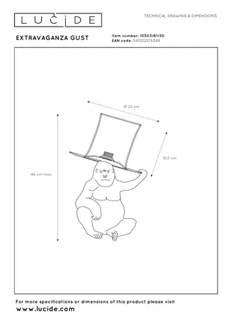 Lucide EXTRAVAGANZA GUST - Tischleuchte - Ø 22 cm - 1xE14 - Schwarz Lucide EXTRAVAGANZA GUST - Tischleuchte - Ø 22 cm - 1xE14 - Schwarz