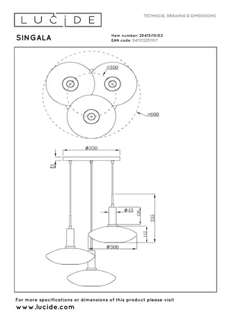 Lucide SINGALA - Hängeleuchte - Ø 55 cm - 3xE27 - Matt Gold / Messing