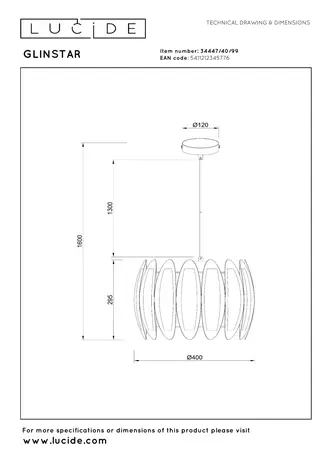 Lucide GLINSTAR - Hängeleuchte - Ø 40 cm - 1xE27 - Mehrfarbig
