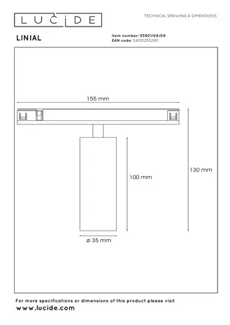 Lucide LINIAL BIX Track spot - 1-phasiges Schienensystem/ Schienenbeleuchtung - 1xLED - Mattschwarz Chrom