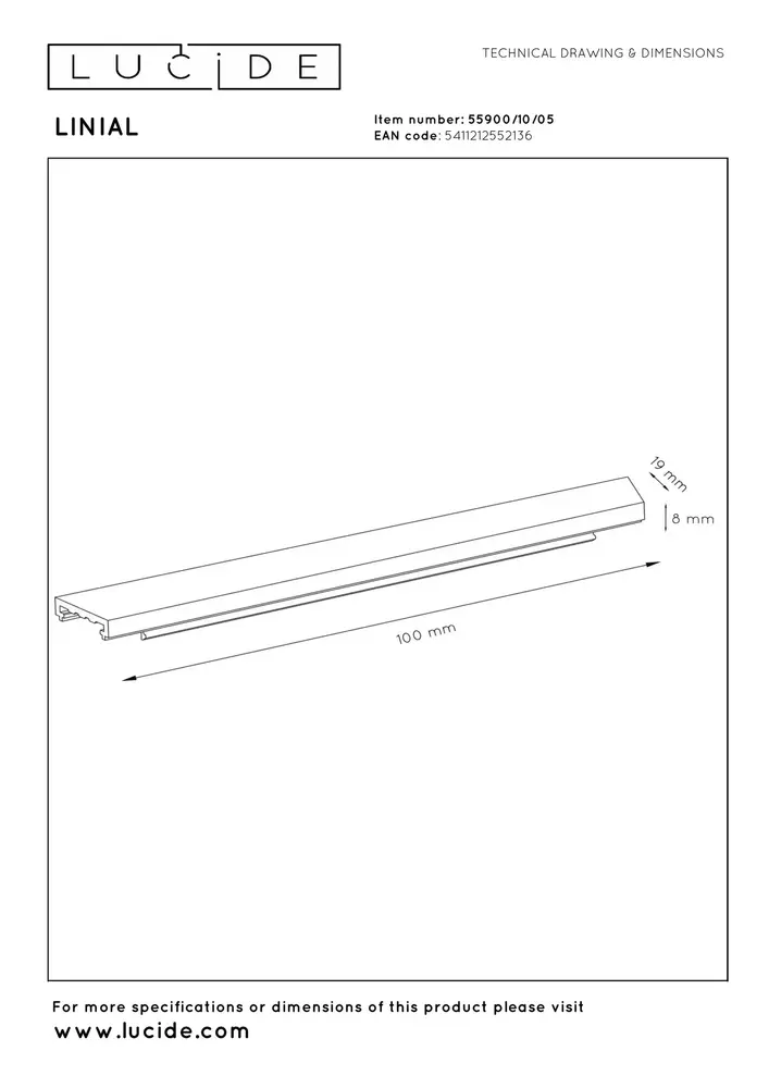 Lucide LINIAL Abdeckplatte/Abdeckung- 1-Phasen-Schienensystem / Schienenbeleuchtung - 10 CM - Champagner