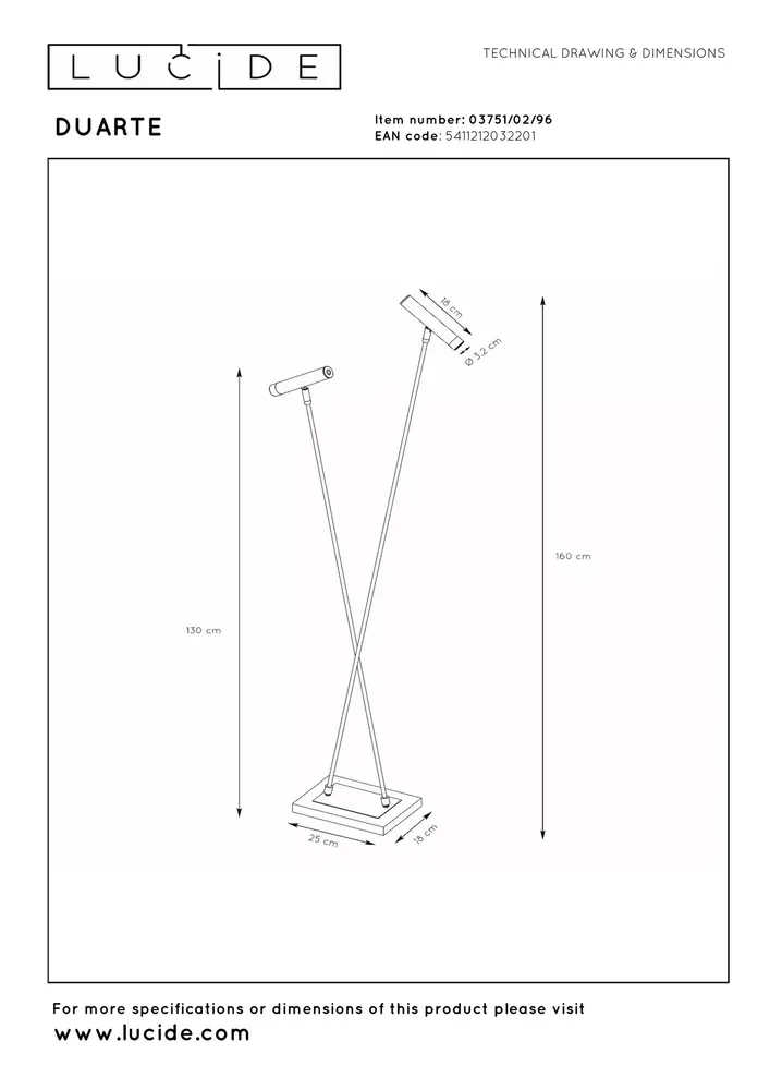 Lucide DUARTE - Stehleuchte - 2xG9 - Kaffee