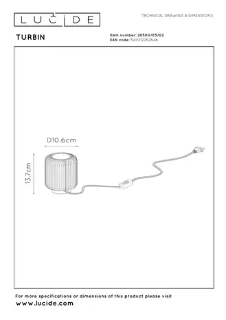 Lucide TURBIN - Tischleuchte - Ø 10,6 cm - LED - 1x5W 3000K - Schwarz Lucide TURBIN - Tischleuchte - Ø 10,6 cm - LED - 1x5W 3000K - Schwarz