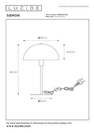 Lucide SIEMON - Tischleuchte - Ø 25 cm - 1xE14 - Ockergelb