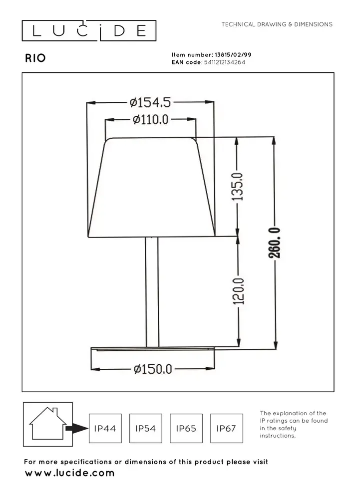 Lucide RIO - Wiederaufladbare Tischleuchte Innen/Außen - Batterie/Batterie - Ø 15,5 cm - LED Dimb. - 1x1,8W 3000K - IP44 - RGB - Mehrfarbig