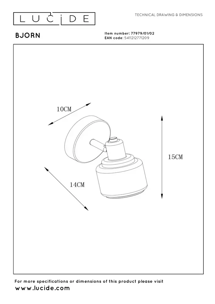 Lucide BJORN - Deckenstrahler - 1xE14 - Matt Gold / Messing