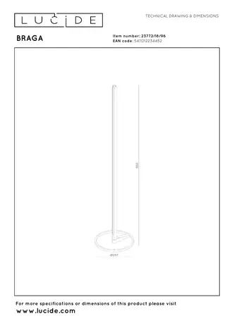 Lucide Premium BRAGA - Stehleuchte - Ø 30 cm - LED Dimb. - CCT - 1x22W 2700K/4000K - Kaffee